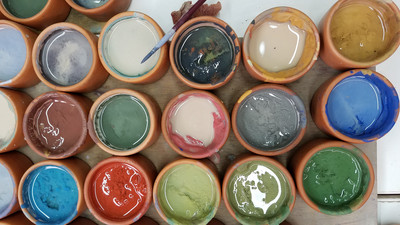 Paint in Peru for ceramic bowls