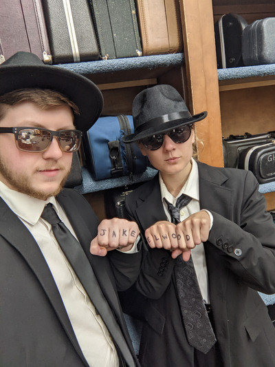 Mr. Wegner and Ms. Lloyd Halloween costumes....The Blues Brothers!